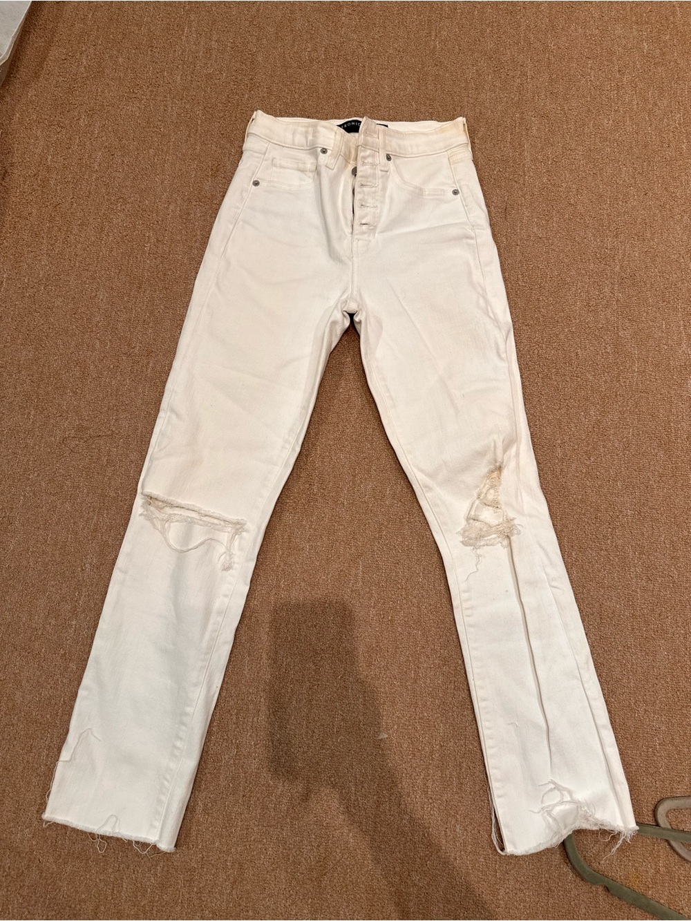 Veronica Beard White Distressed Skinny Men's Jeans